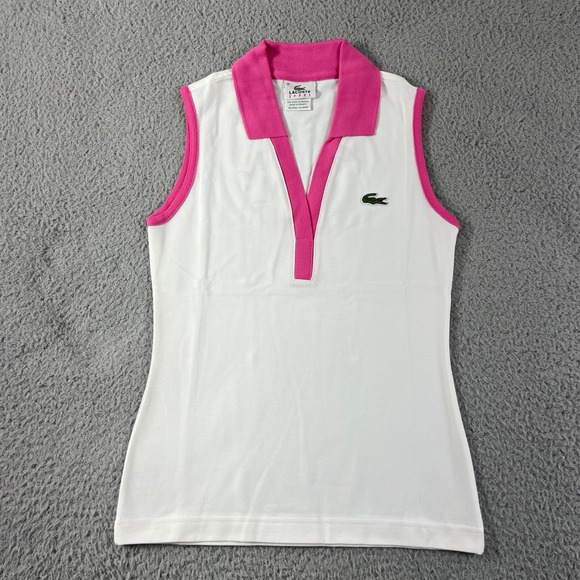 Lacoste Sport Tops - Lacoste‎ Sport Polo Shirt Women US Size S (EU/4) White Sleeveless V-Neck Top NWT